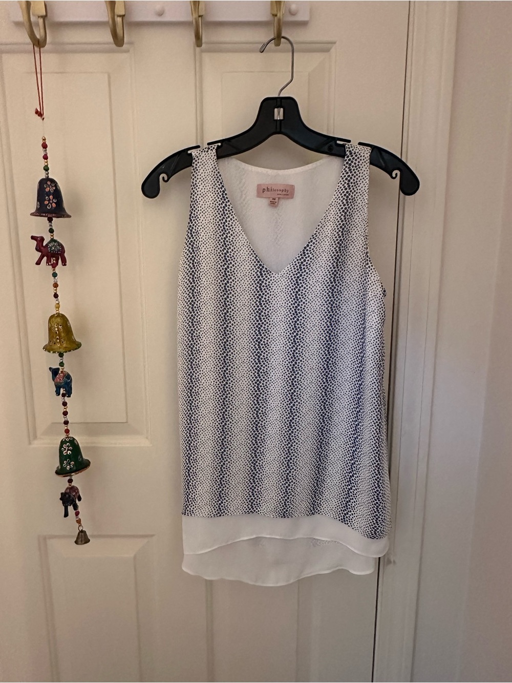 Philosophy Navy Dot & White V-Neck Layered Tank